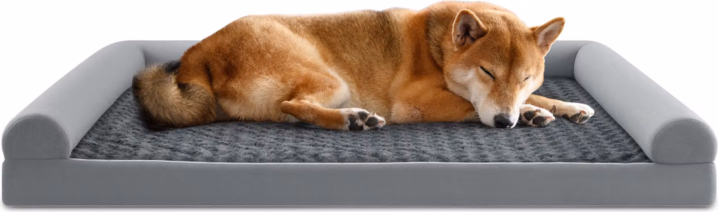 COSTWAY XXL Letto ortopedico per cani di grandi dimensioni, divano per cani con cuscino per cani, rivestimento sfoderabile e lavabile, bordi rialzati, divano per cani, grigio