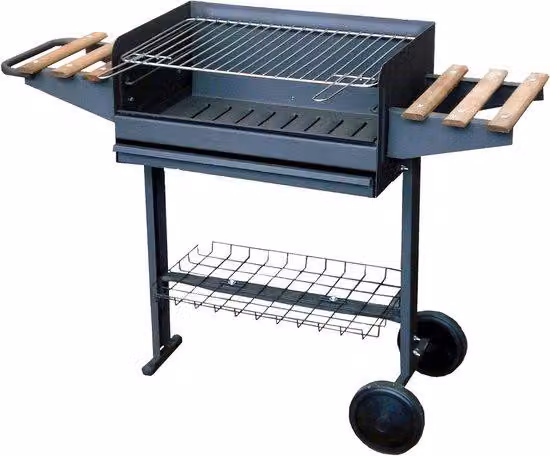 Hermosa Grill mobile per cottura all'aperto - Adatto per carbone - 120 x 42 x 86 cm - Nero