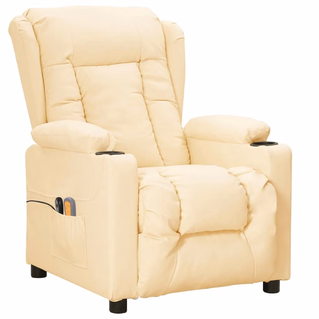 vidaXL Sedia da massaggio elettrica in Pelle finta crema