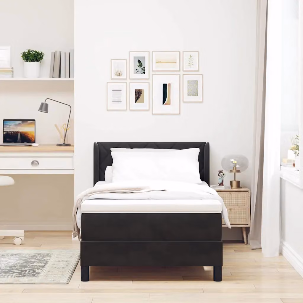 Letto ibrido con materasso e testiera vidaXL in velluto nero L/P: 200 x 100 cm – 1