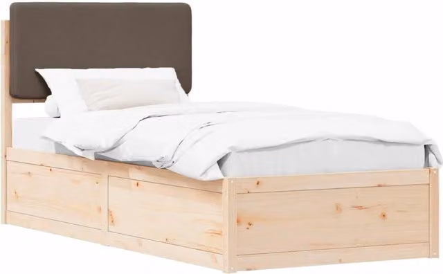 Letto singolo | Letto per adulti | Letto con Testiera Rivestita Talpa 90 x 200 cm Pino massello
