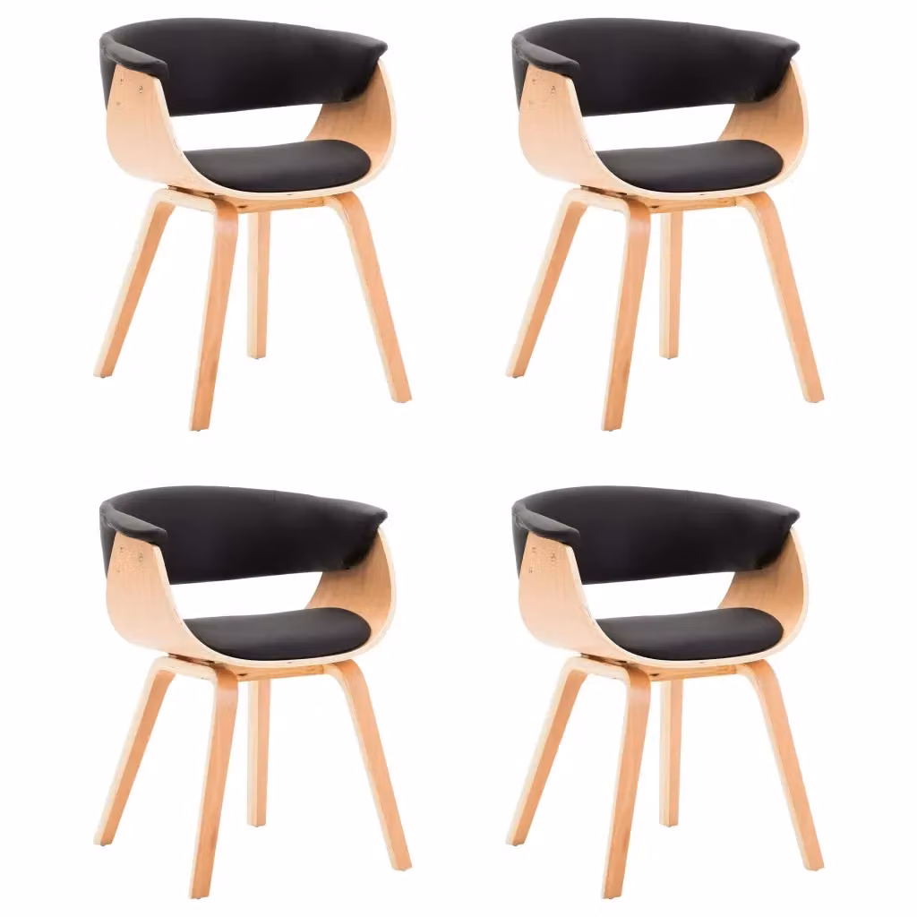 Set di 4 sedie da pranzo moderne vidaXL in legno e similpelle nere e marroni – 2