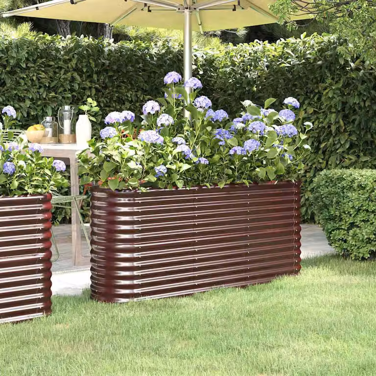 Letto da giardino rialzato vidaXL in acciaio zincato marrone L: 152 cm, P: 40 cm, H: 68 cm