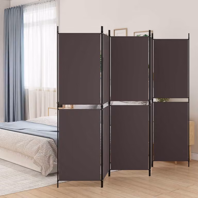 Divisorio a 5 Pannelli vidaXL in Tessuto Marrone L: 250 cm, H: 180 cm