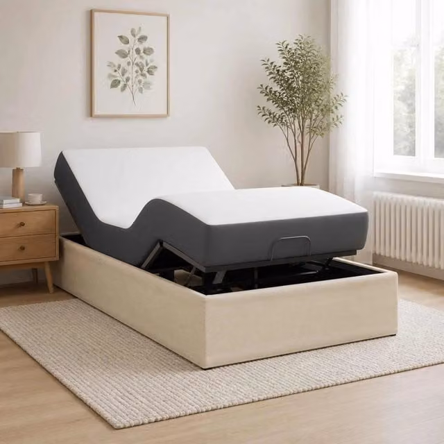 Telaio Letto Elettrico Regolabile Crema 200 x 100 x 33,5 cm 42037310