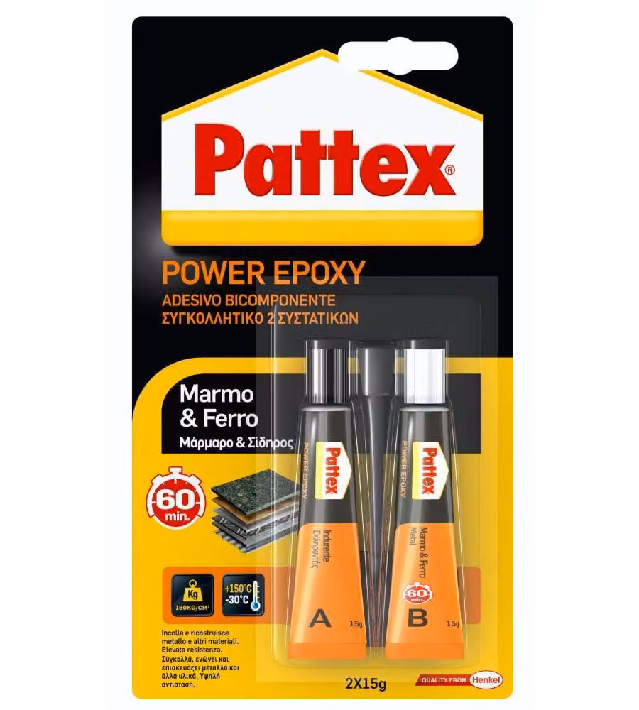 Pattex Marmo e Ferro Colla Epossidica Resistente al Calore Grigio 30 g