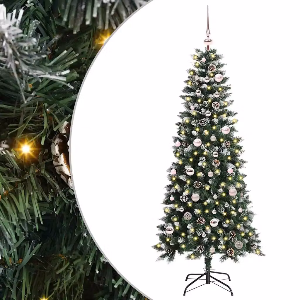 Albero di Natale artificiale verde vidaXL con luci LED bianco caldo, Altezza: 150 cm