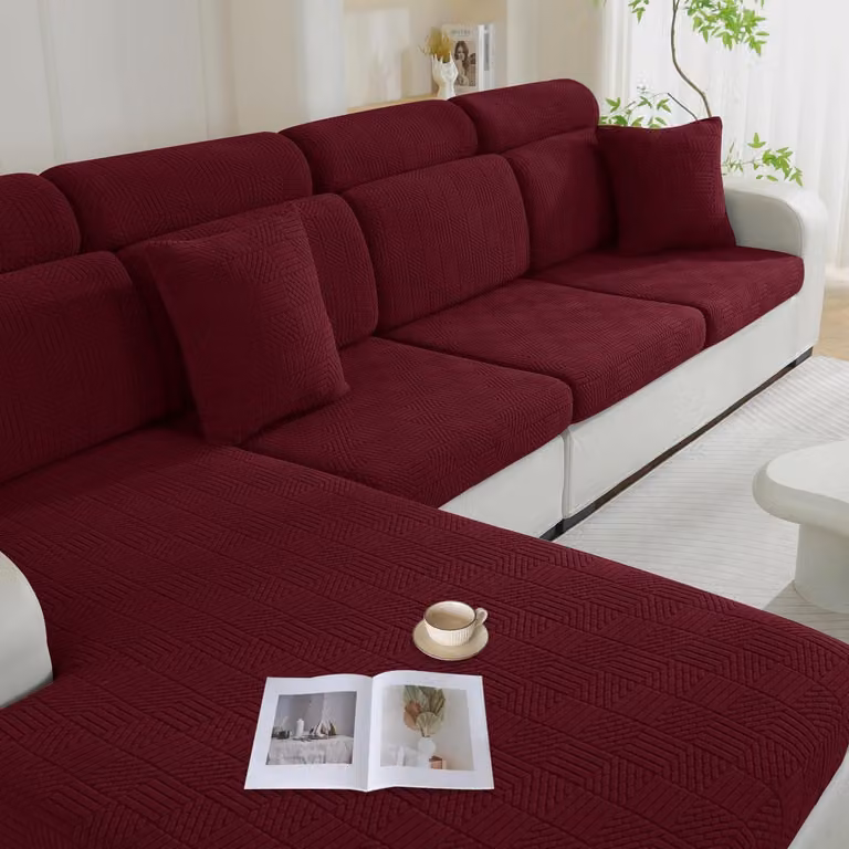 Copertura per cuscino da seduta, elasticizzata, color bordeaux, per chaise longue, antiscivolo, copripoltrona