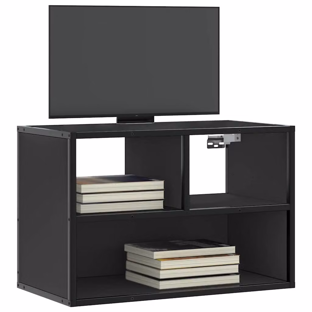 vidaXL Mobile Porta TV Nero in Metallo e Truciolato con Ripiani per Media L/P/H: 60 x 31 x 39,5 cm