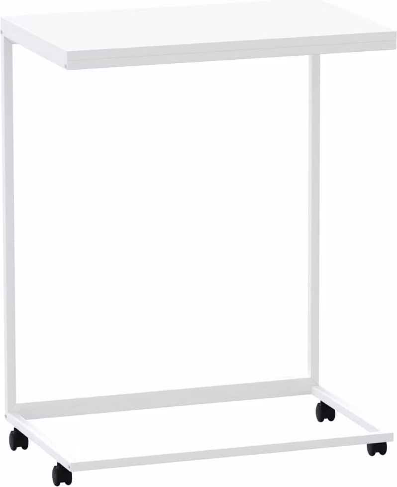 Tavolino con Ruote Bianco 55x35x70 cm in Legno Multistrato