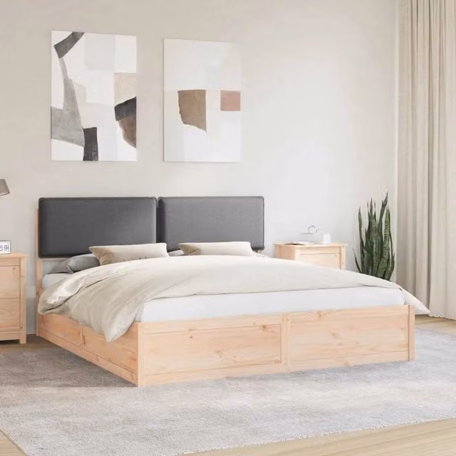 Letto con Testiera Rivestita-Struttura Letto con Testiera Grigio scuro 200 x 200 cm 181513