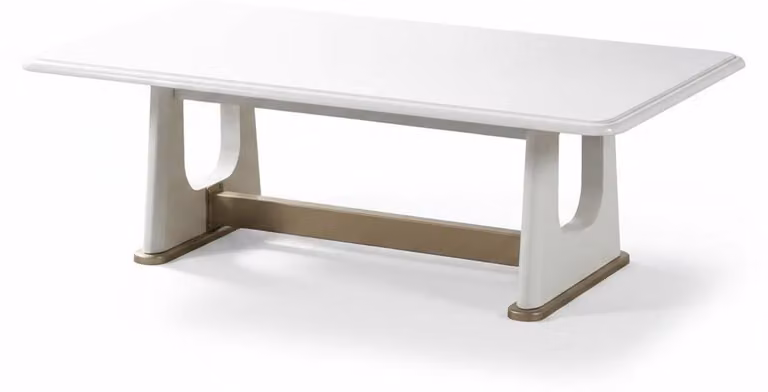 Tavolino da salotto in legno, comodo, bianco e dorato, elegante e di stile
