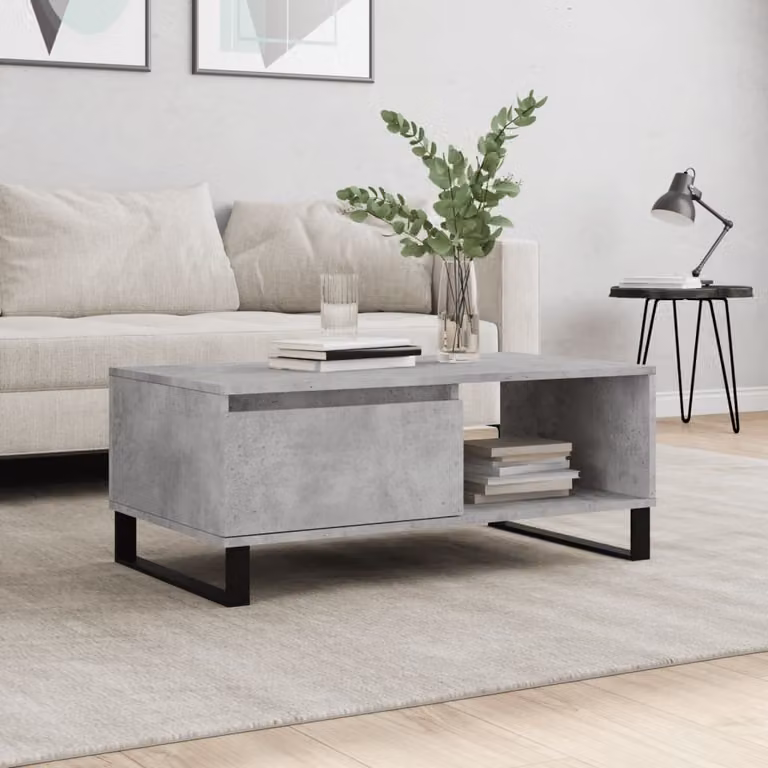 Maison Exclusive - Tavolino grigio cemento 90x50x36,5 cm Materiale ligneo