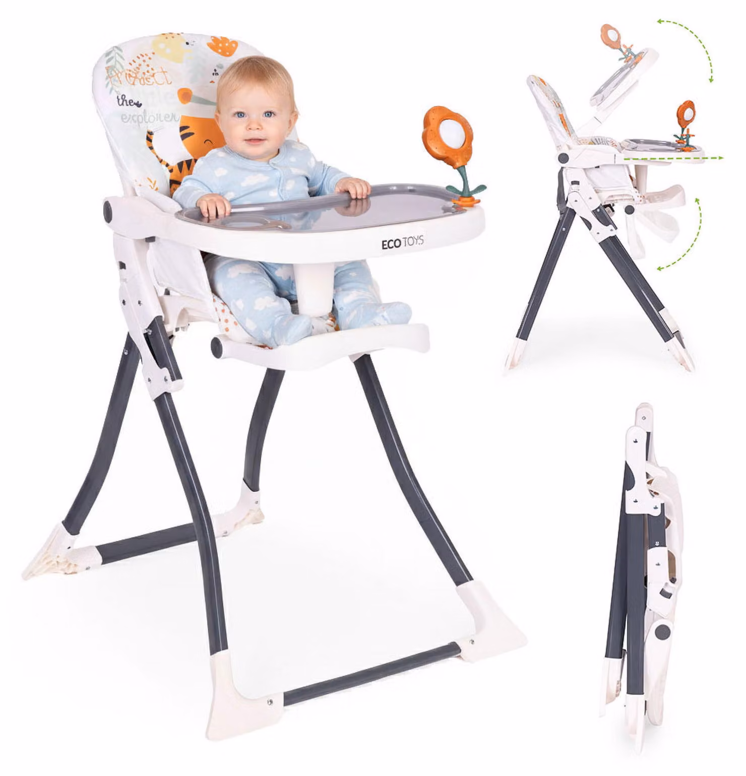Seggiolone pieghevole per bambini + giocattoli ECOTOYS