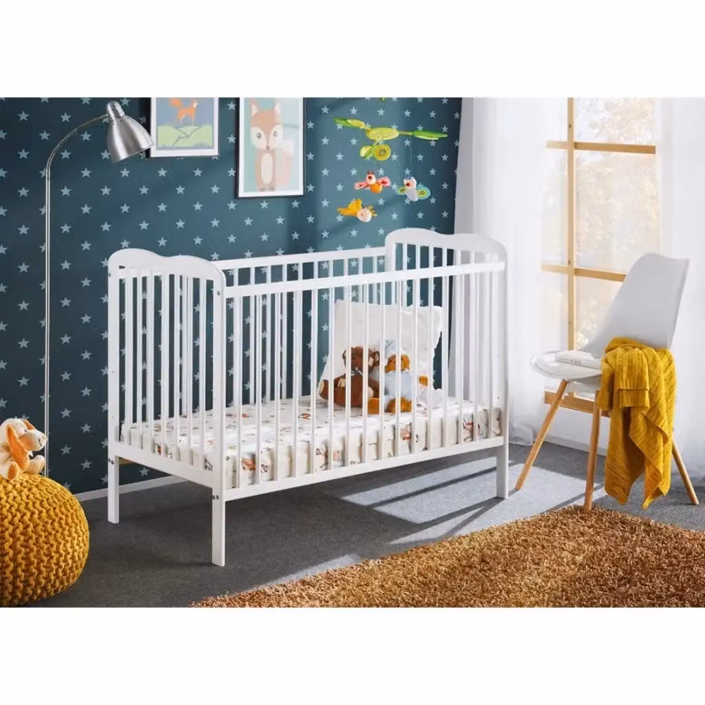 Lettino con materasso collezione NOE Meublorama regolabile in altezza, colore bianco opaco, L: 124 cm, P: 65 cm, H: 89 cm – 2