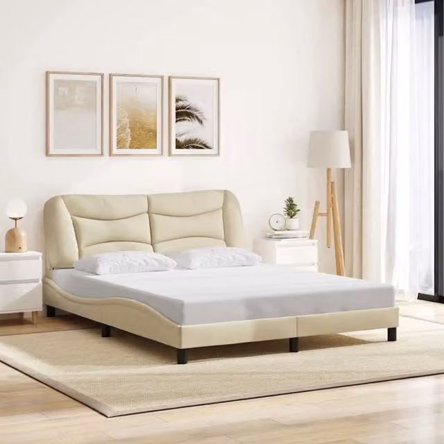 Giroletto senza materasso Hvar vidaXL in tessuto beige L/P: 160 x 200 cm