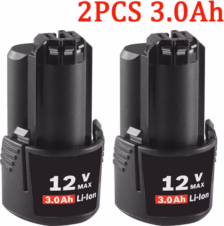 Batteria di ricambio per Bosch 12V, 3000mAh, Oro, BAT412A/BAT414/BAT411/BAT412, D-70745GOP 2607336014, confezione da 2 pz