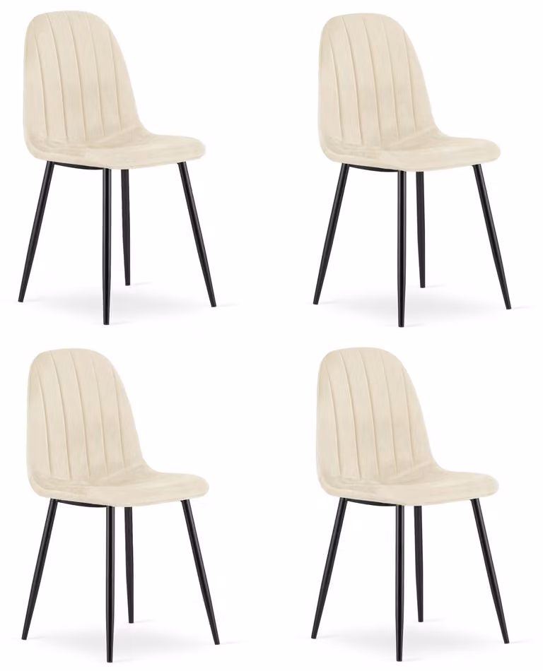 Sedia - Leobert - Padva - Velluto beige chiaro/gambe nere - 44,5 x 53 x 87 cm - Set da 4