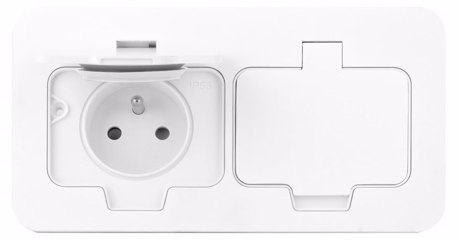 Prese multiple elettriche doppie, rettangolari - Scatola di derivazione IP55, tipo E (bianca)