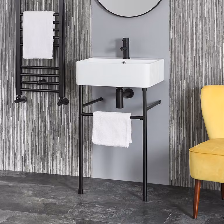 Lavabo con Consolle Nera – 520 mm x 420 mm – Exton