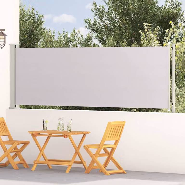 vidaXL Tenda Laterale Retrattile per Patio in Poliestere e Acciaio, Grigia, L: 614 cm, H: 117 cm