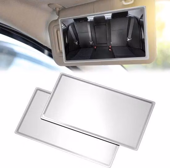 Specchietti per auto 8x15 cm, in acciaio inossidabile infrangibile, 2 pezzi, accessori per il trucco in auto