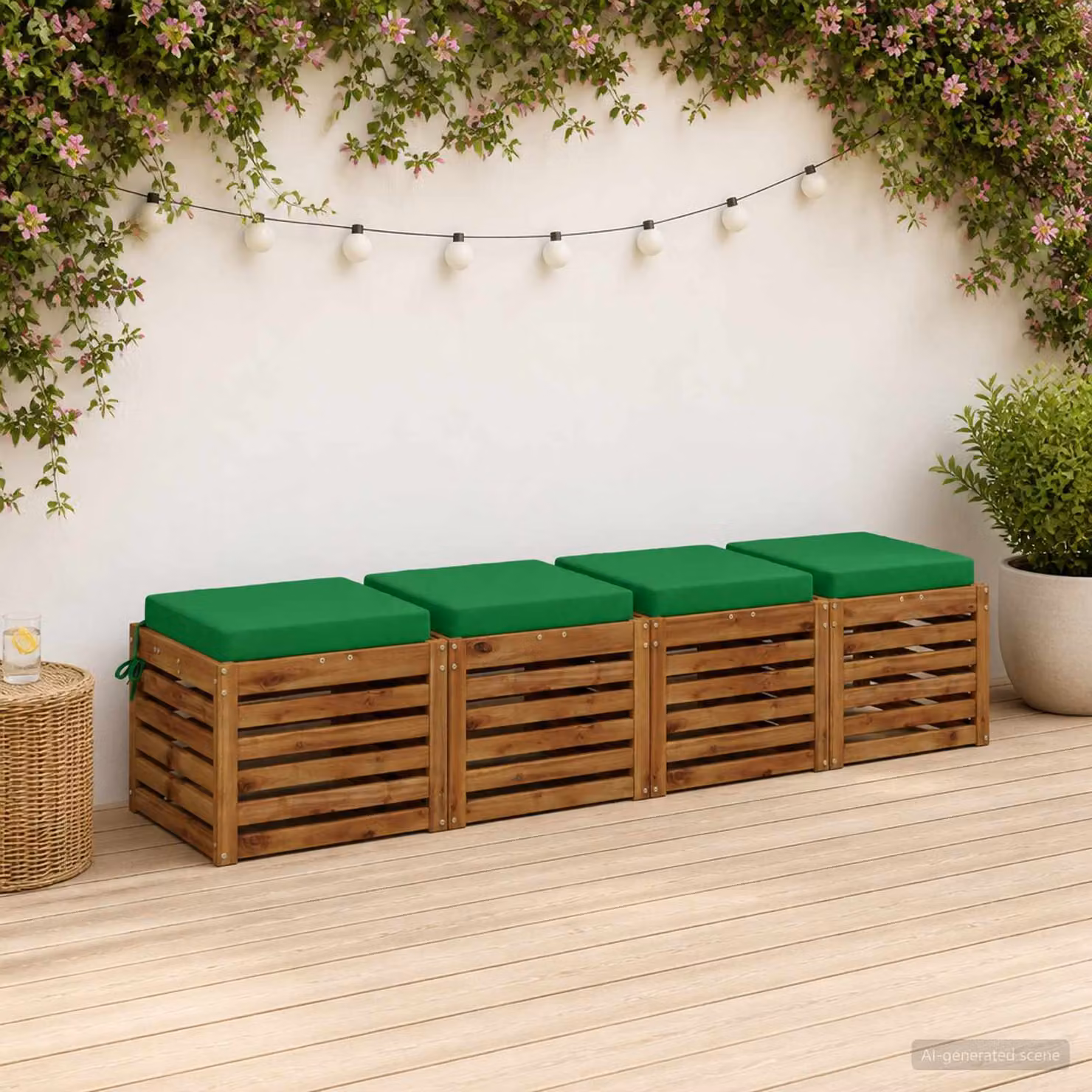 Set di 4 cuscini per sedia vidaXL SOEST in poliestere verde con rivestimento lavabile e resistente ai raggi UV