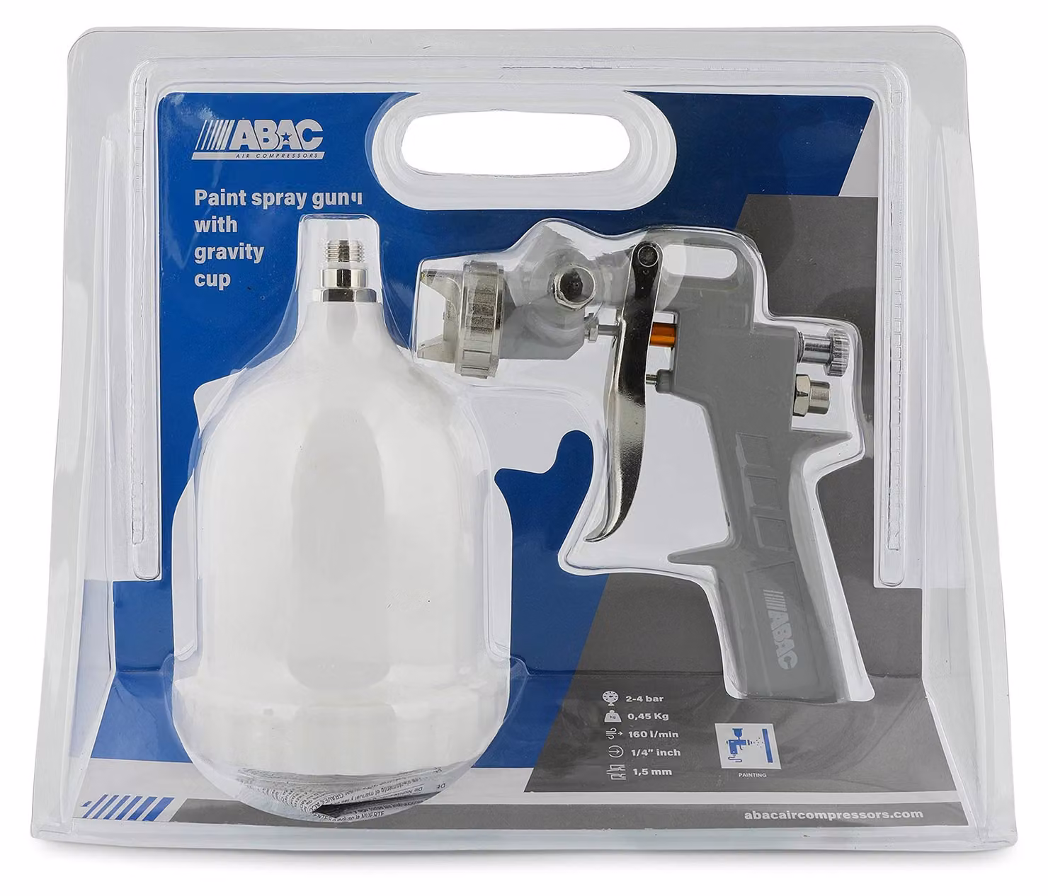 Pistola a spruzzo G-540F, capacità 600 ml, diametro ugello 1,5 mm, pressione massima 4 bar, per verniciatura