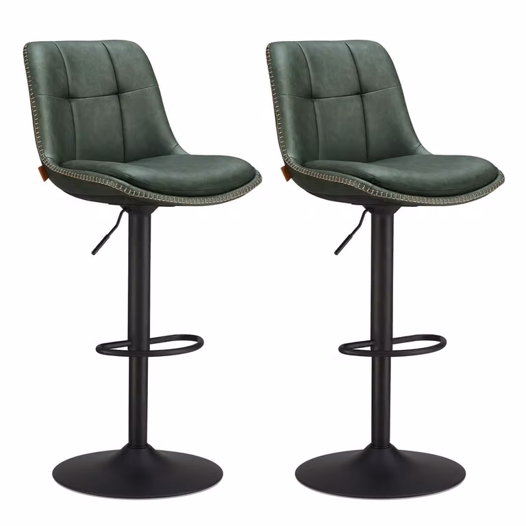 Set di 2 Sgabelli da Bar Nero Inchiostro, Verde Scuro