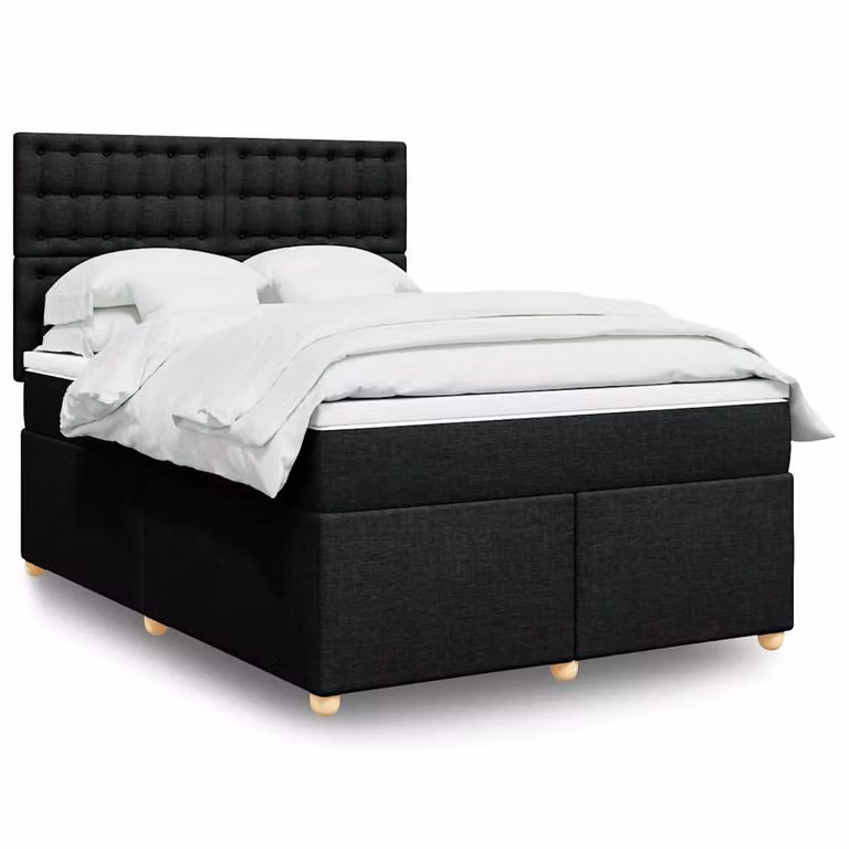 vidaXL Giroletto a Molle Ibrido con Materasso in Tessuto Nero L/P: 160 x 200 cm