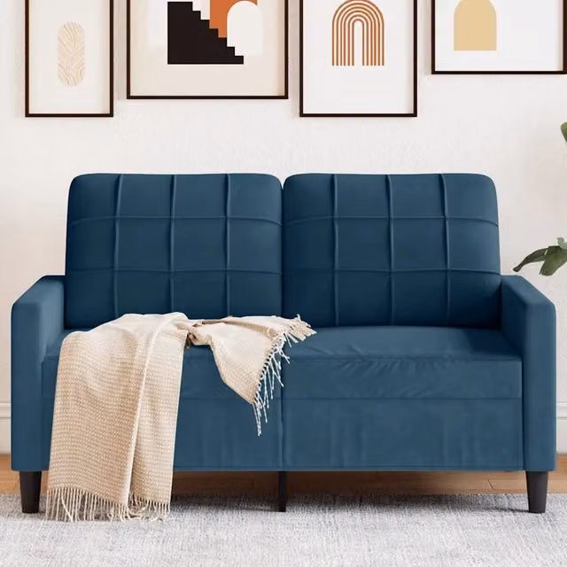 Divano a 2 Posti Blu 120 cm in Velluto 4007623