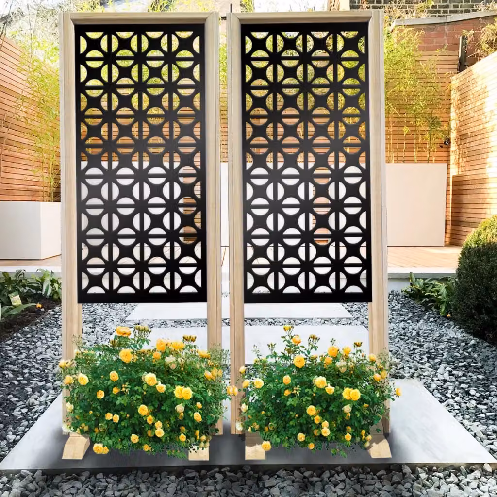 Signorbit ROUNDCROSS Separè Paravento modulabile in Legno e PVC Nero L: 70 cm, H: 190 cm, P: 50 cm – 2
