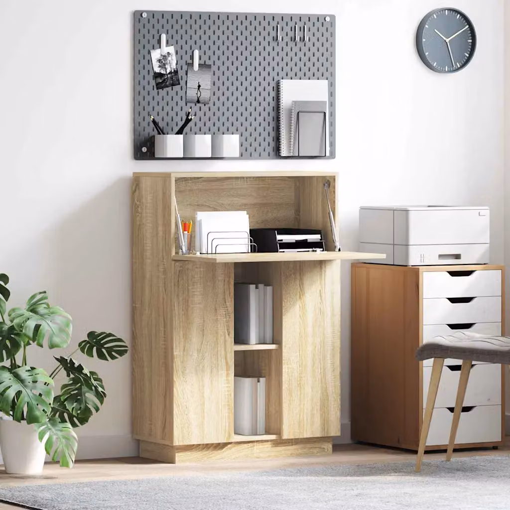 Scrivania moderna vidaXL in legno Rovere, L 71,5 cm x P 31,5 cm x H 106,5 cm