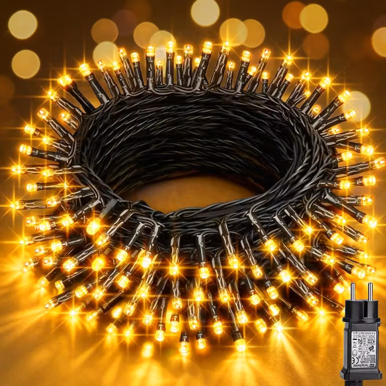 Catena luminosa a LED, 10 metri, 100 LED, 8 modalità, grado di protezione IP44, luce bianco caldo