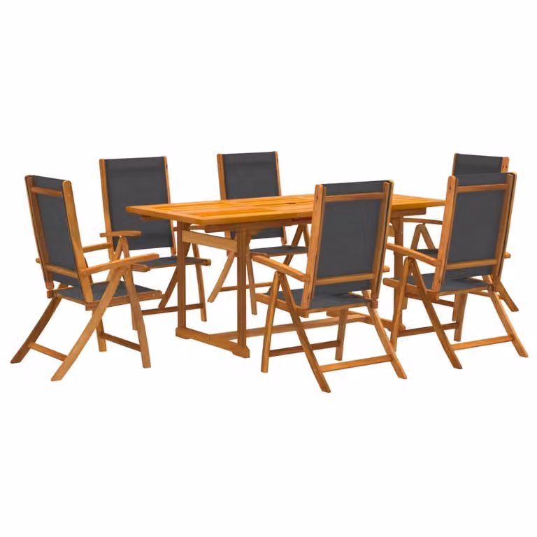 Set Pranzo da Giardino 7pz Legno Massello di Acacia e Textilene