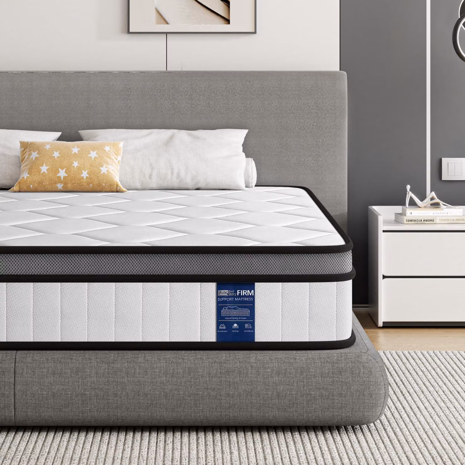 Materasso BedStory 120x200 cm, materasso a molle insacchettate, altezza H3, 20 cm