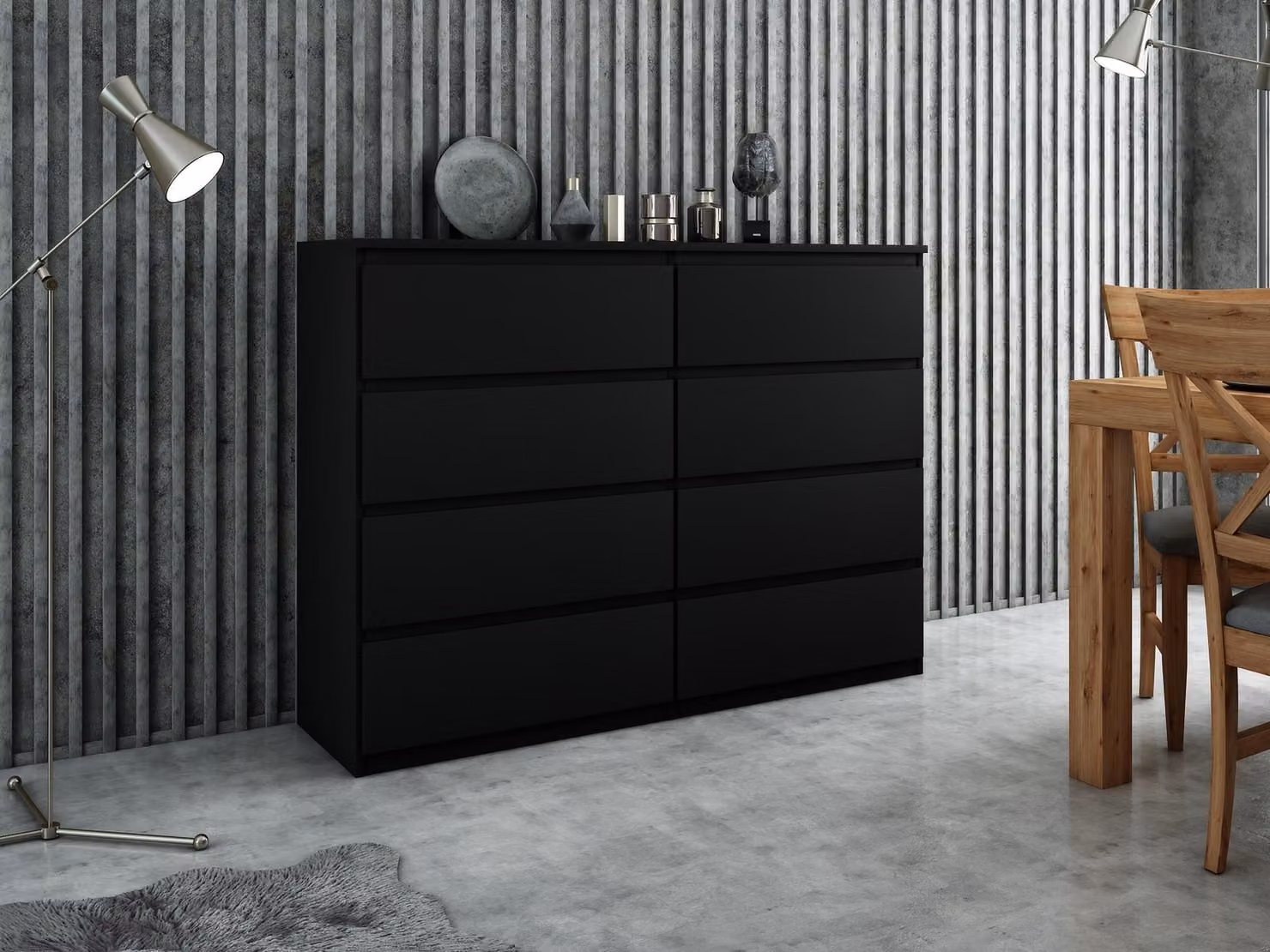 Comodino pratico da 120 cm con 6 cassetti e ampio spazio di archiviazione