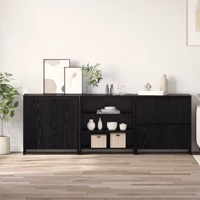 Credenza 3 pz Rovere Nero 70 x 41 x 75 cm Legno ingegnerizzato 3393157