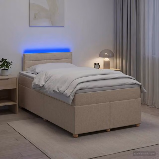 Letto box spring con materasso Crema 120 x 200 cm Tessuto 3452392