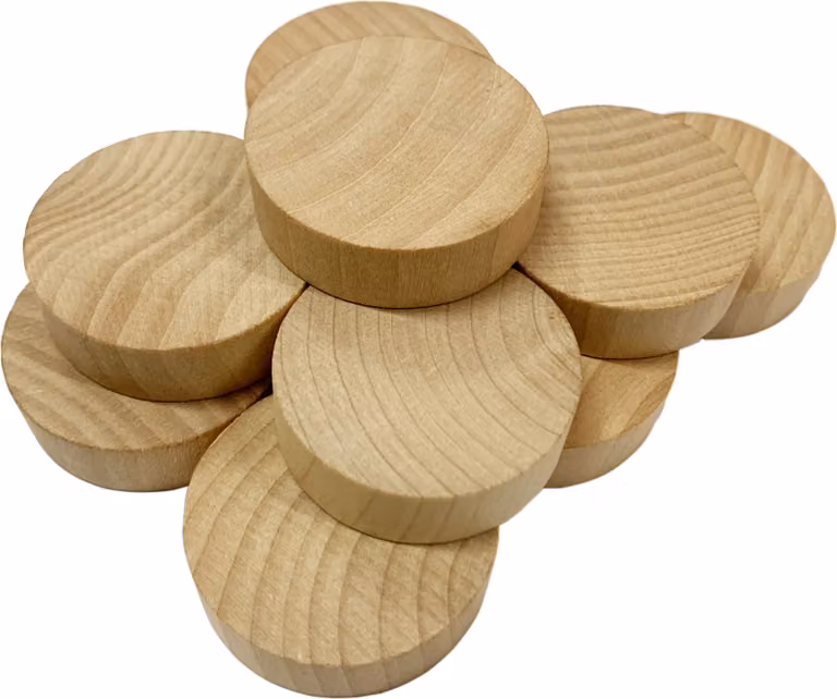Set di 100 dischi di legno (diametro: 4 cm, spessore: 12 mm, legno di schima)