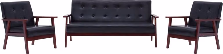 Maison Exclusive - Set divano 3 pezzi in ecopelle nera