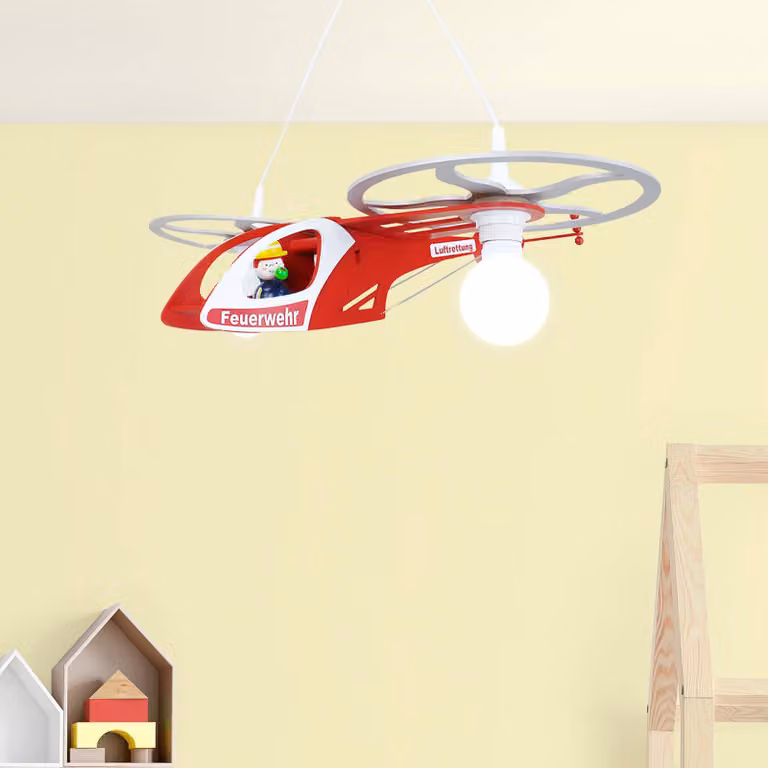 Elobra Lampada a sospensione Fred, dimmerabile, Rosso, Cameretta, Legno, Lampada a sospensione
