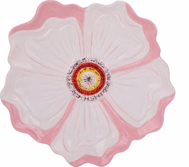 Piattino dessert a forma di fiore rosa in ceramica Florafruit, Diametro: 20 cm