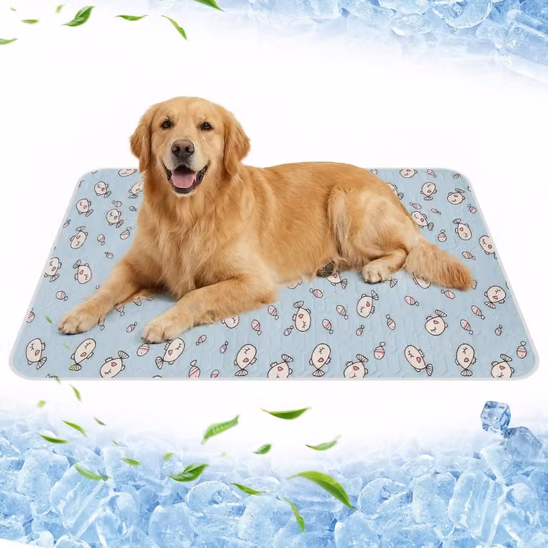 Tappetino refrigerante per cani e gatti, 50x70 cm, colore blu. Autorefrigerante, in lattice, antiscivolo e lavabile