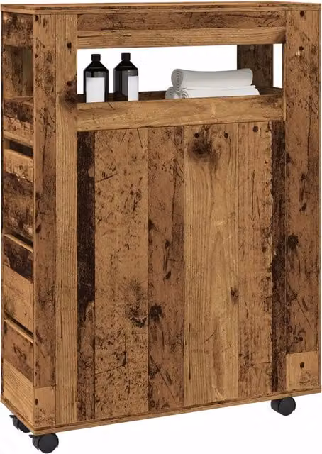 Mobile da Bagno Stretto con Ruote vidaXL in Legno Marrone Classico L/P/H: 23 x 20 x 90 cm