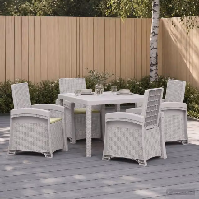 Set da Pranzo per Giardino 5 pz Bianco e Crema PP 3430111