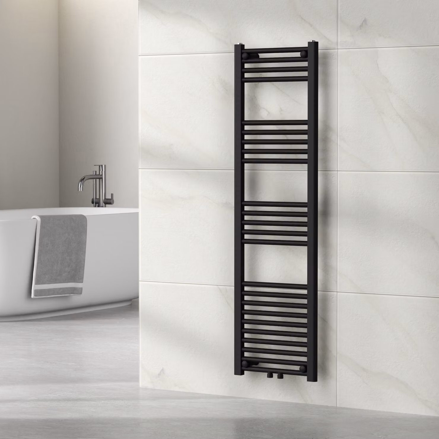 Radiatore per asciugamani 'Voss' con 24 aste in acciaio 140 x 40 cm Nero