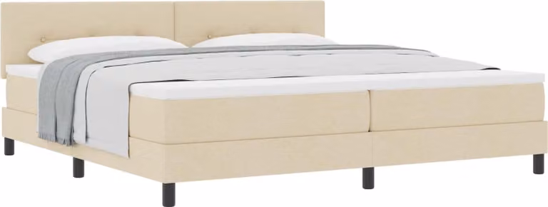 Letto a molle con testiera Crema 200 x 200 cm Tessuto