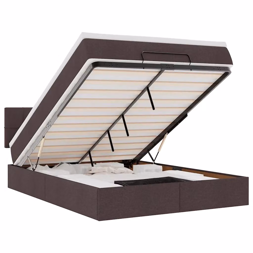 Letto con contenitore a sollevamento e materasso vidaXL in tessuto, L/P: 140 x 200 cm – 2