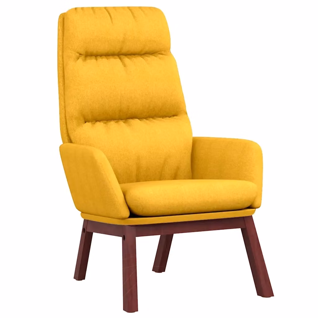 Sedia Relax Recliner vidaXL Gialla con Braccioli e Struttura in Metallo e Legno di Gomma – 2
